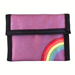 1970 RAINBOW NYLON WALLET - LGBT Gay Pride Vintage Rare Lilac Magenta Hook Loop